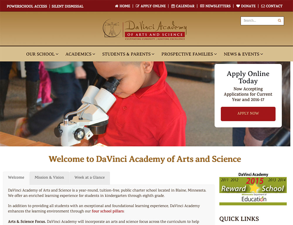 DaVinci Charter School website