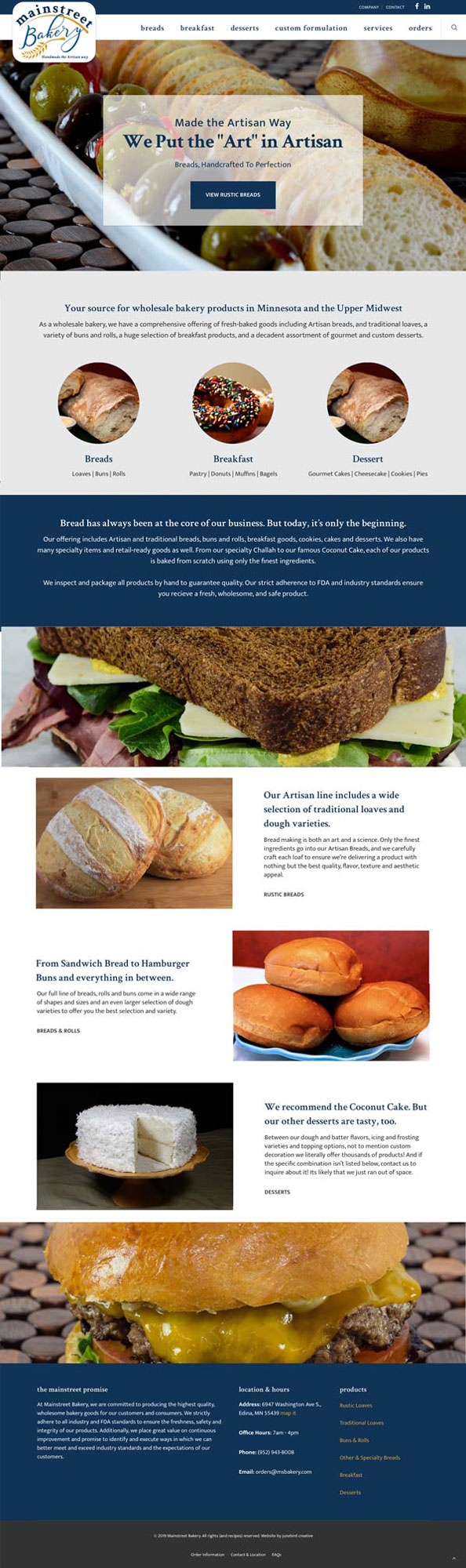 Mainstreet Bakery website redesign