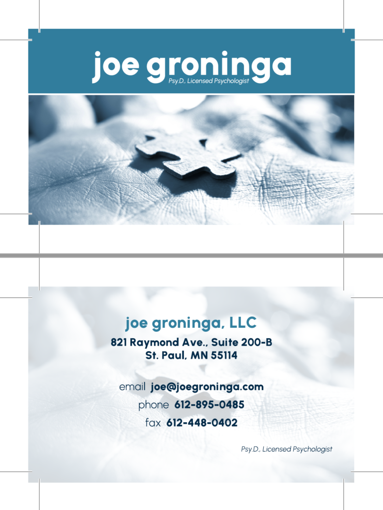 Dr. Joe Groninga Business Card